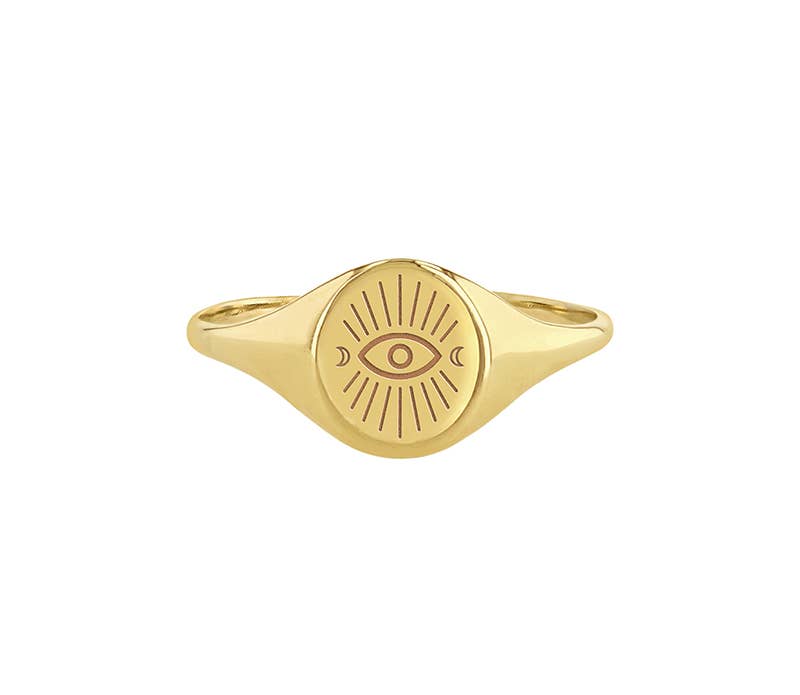 14K Gold Evil Eye Ring