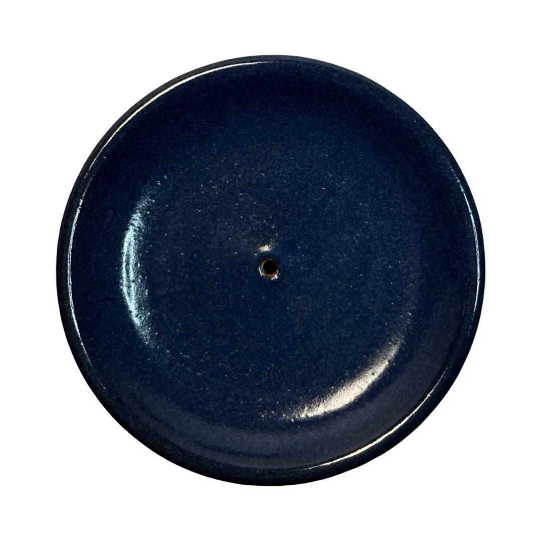 deep blue round incense holder