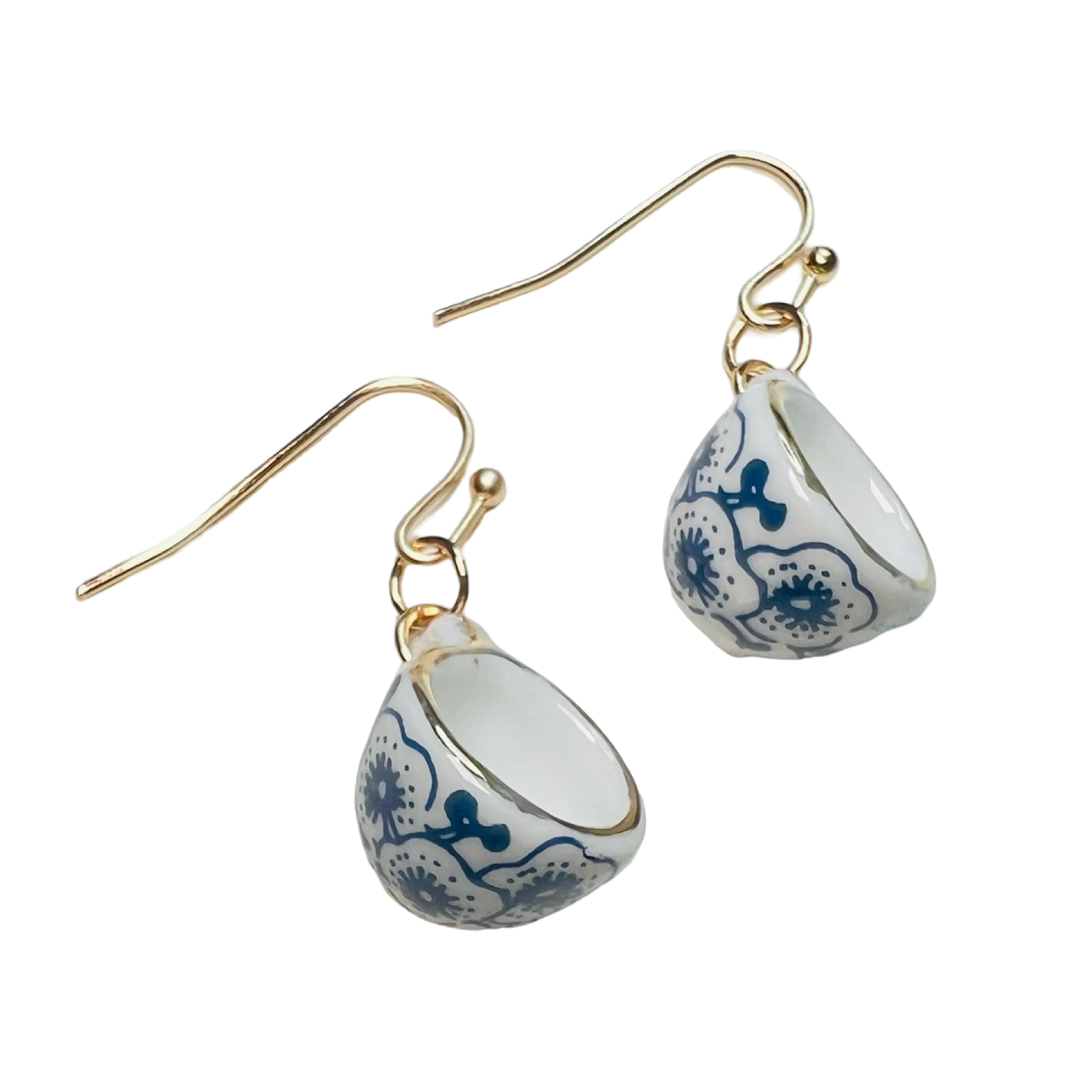 Vintage Ceramic Tea Cup Earrings