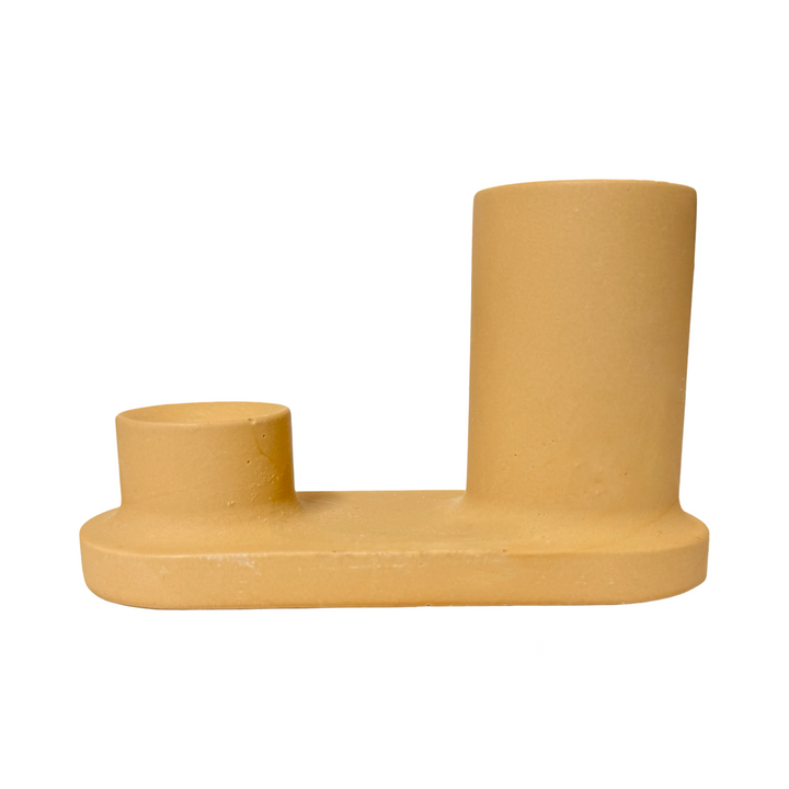 yellow gold Incense and Match Holder with one side being taller than the other