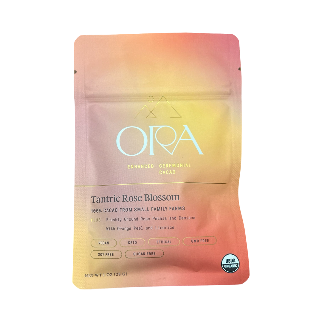 Organic Ceremonial Tantric Rose Blossom Cacao Single Serving Packet