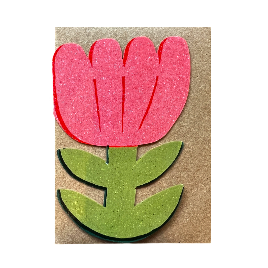 pink tulip mini card paired with kraft envelope