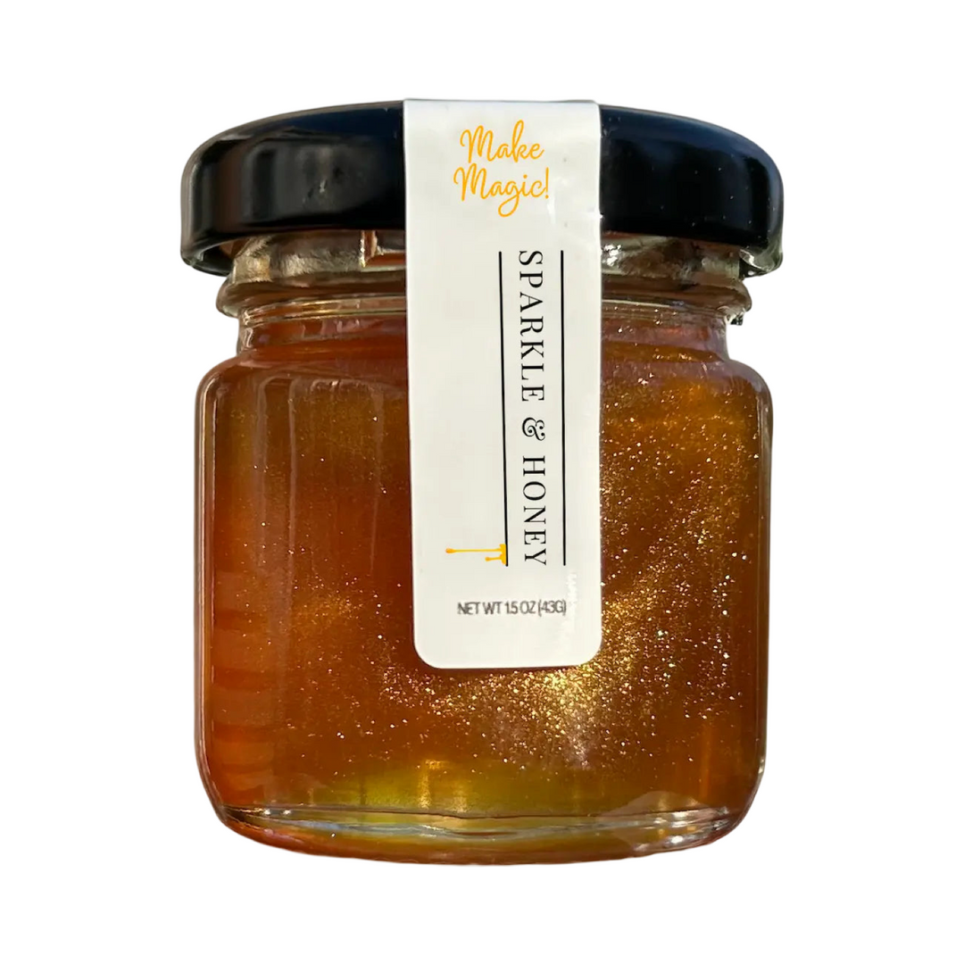 1.5 oz jar of honey mixed with edible glitter