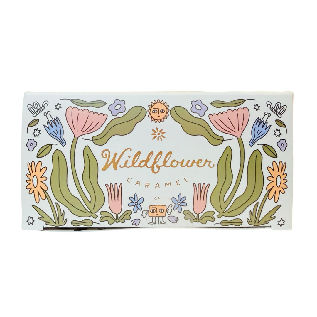 Photo of Wildflower caramel assortment box decorated with whimsical spring illustrations