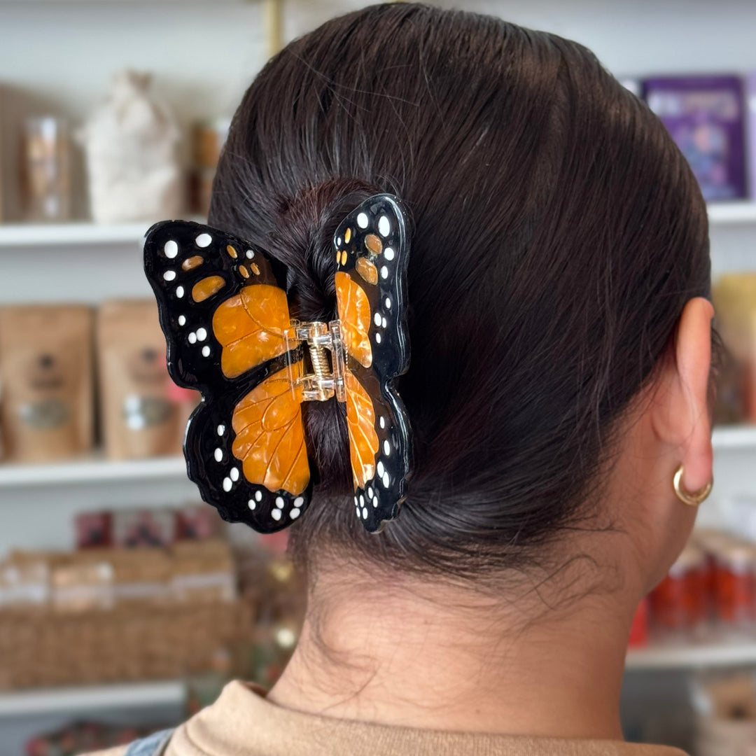 Photo of monarch butterfly hair clip