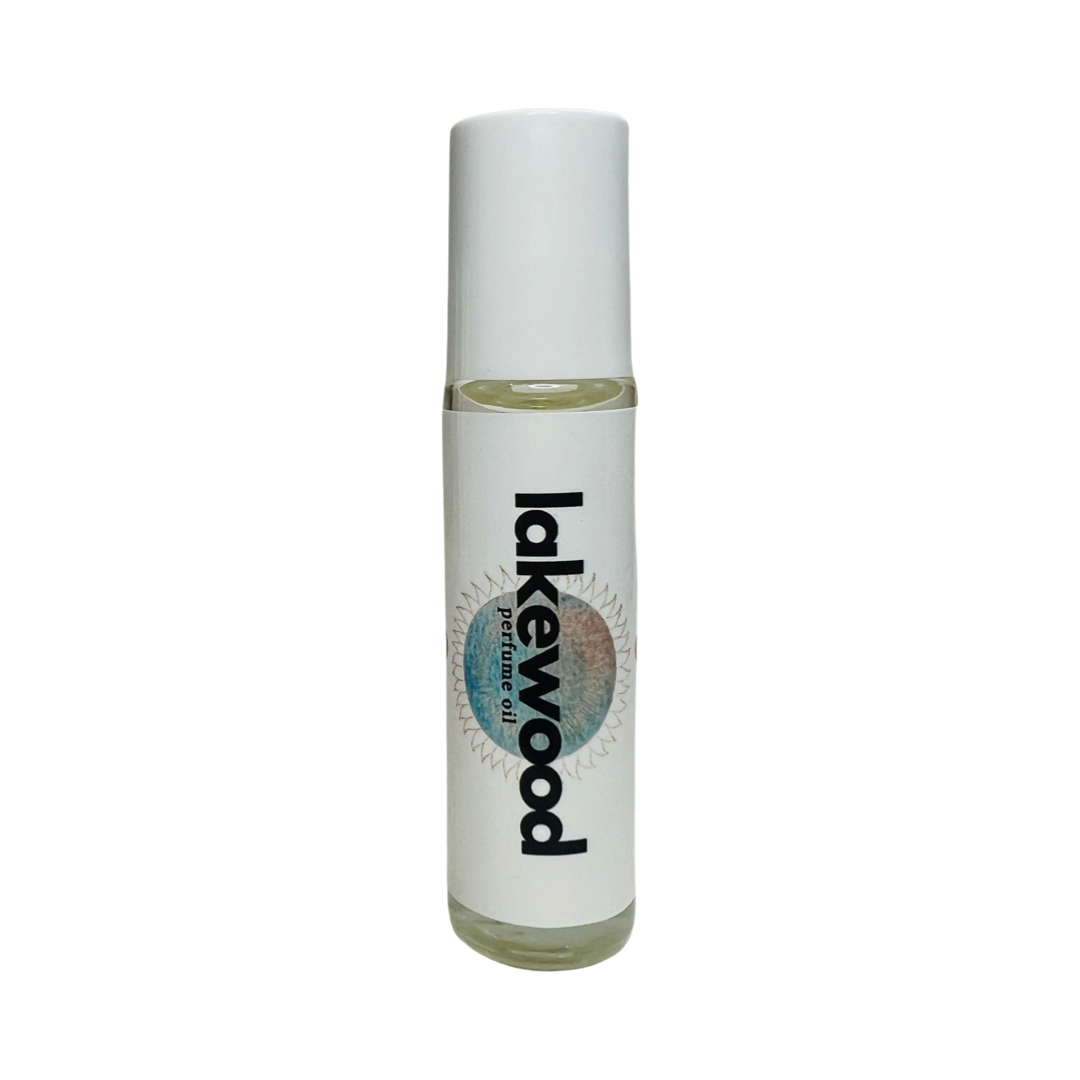 10 mil glass tube of perfume oil with a white branded label. Brand: Topanga Window