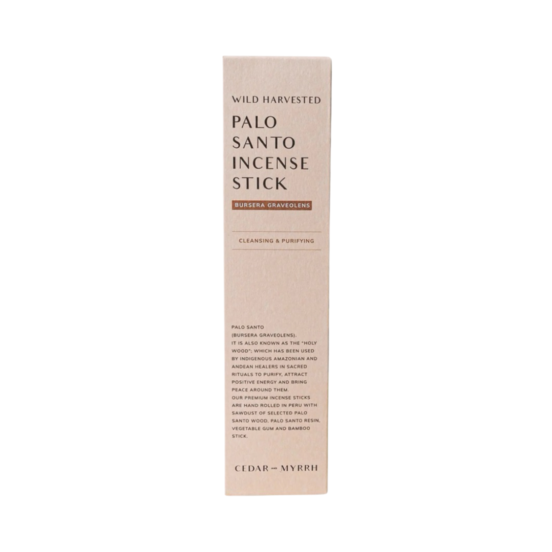 peach colored box of incense sticks. Brand: Cedar and Myrrh