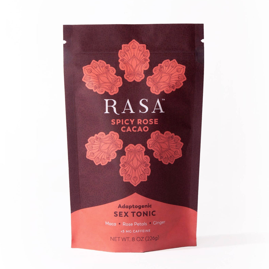 8 oz branded pink and maroon pouch featuring a filagree design