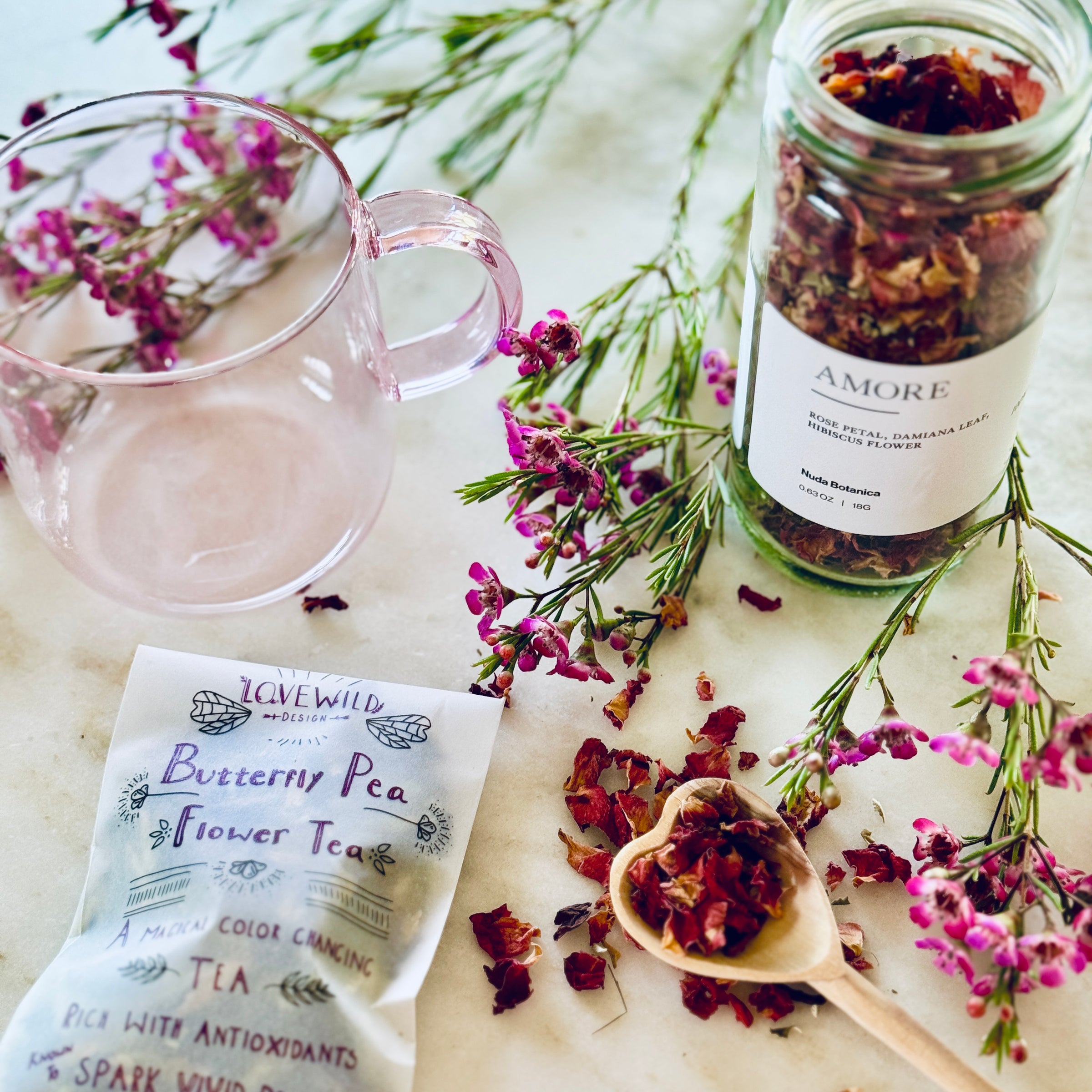 Photo of open jar of tea