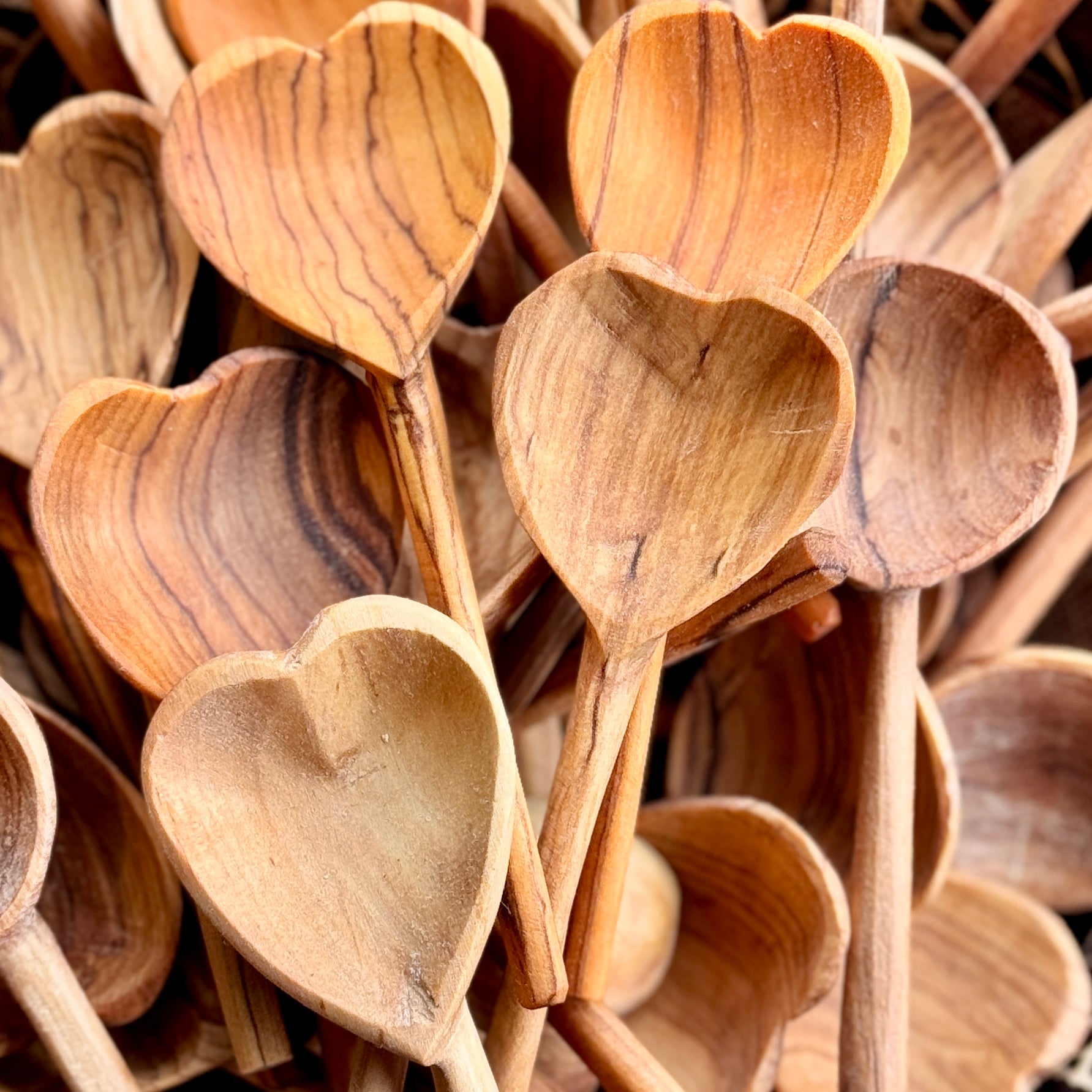 Photo of heart shaped wooden spoons