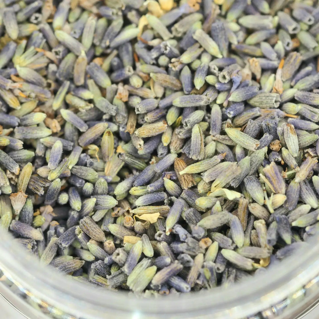 close up view of lavender buds.