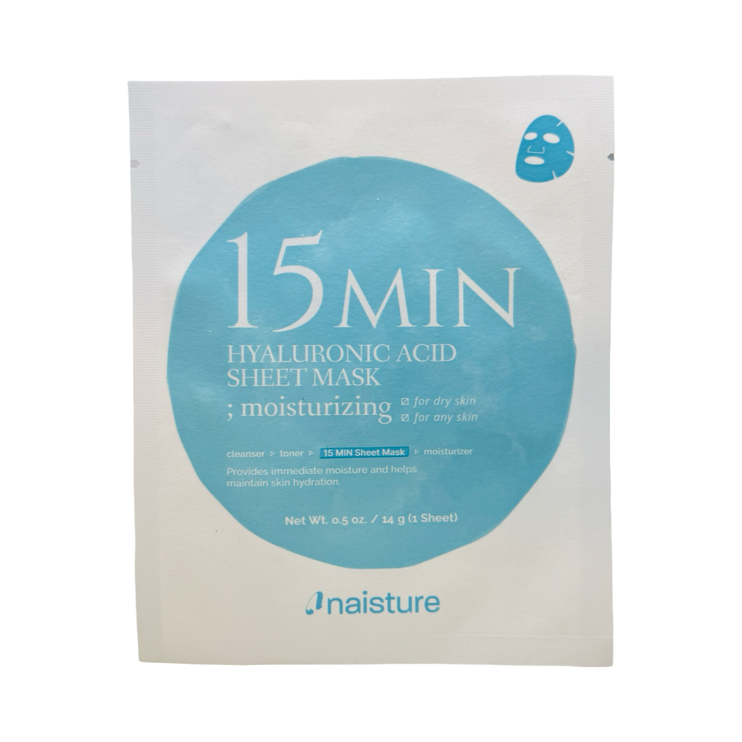 White flat pouch features a aqua colored round label with white text describing product contents.