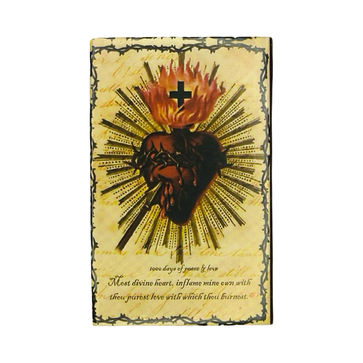 Matchbox with Sacred Heart, flames, and crown of thorns