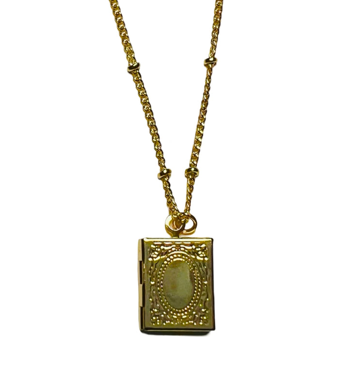 Gold Book Locket Necklace