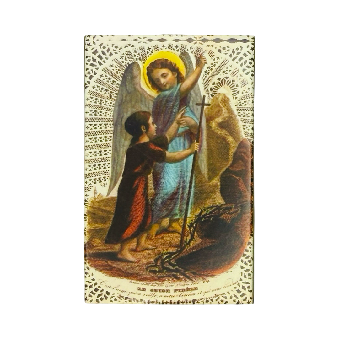Matchbox with guardian angel and child, "Le Guide Fidele"