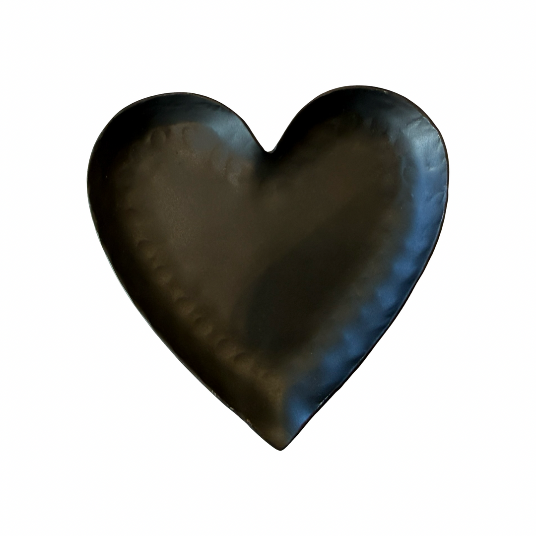Black forged iron heart shaped tray