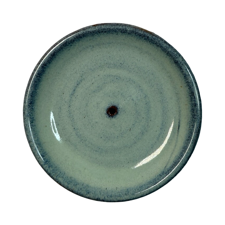light blue ceramic round incense holder