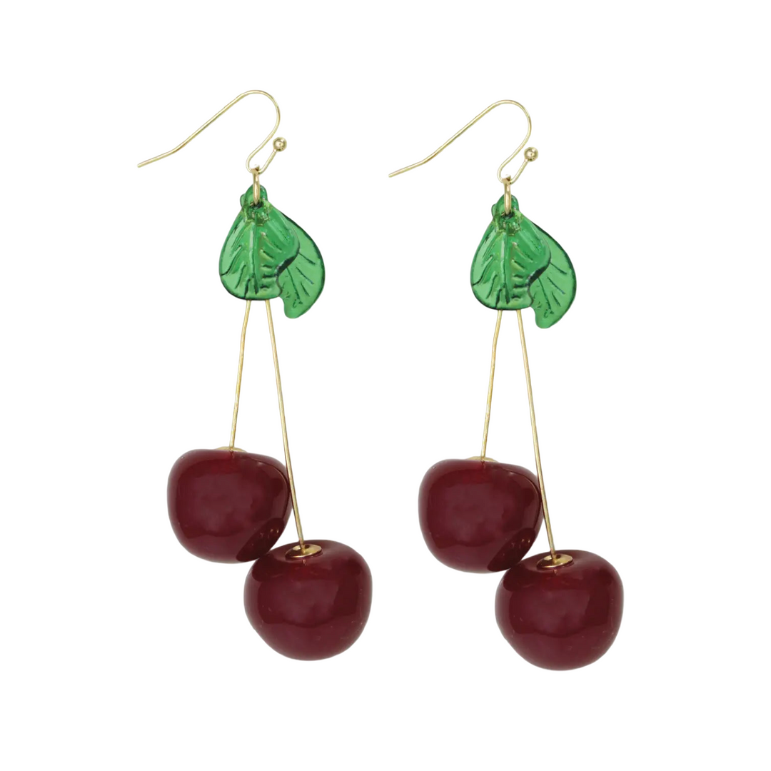 pair of acrylic dangle cherry earrings