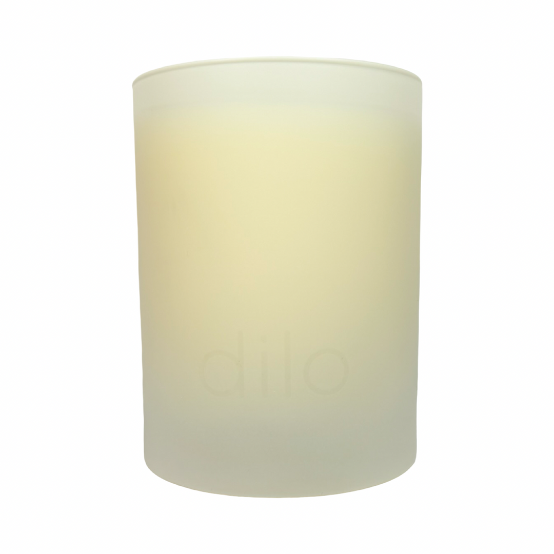 Photo of a plain ivory frosted glass cylinder.