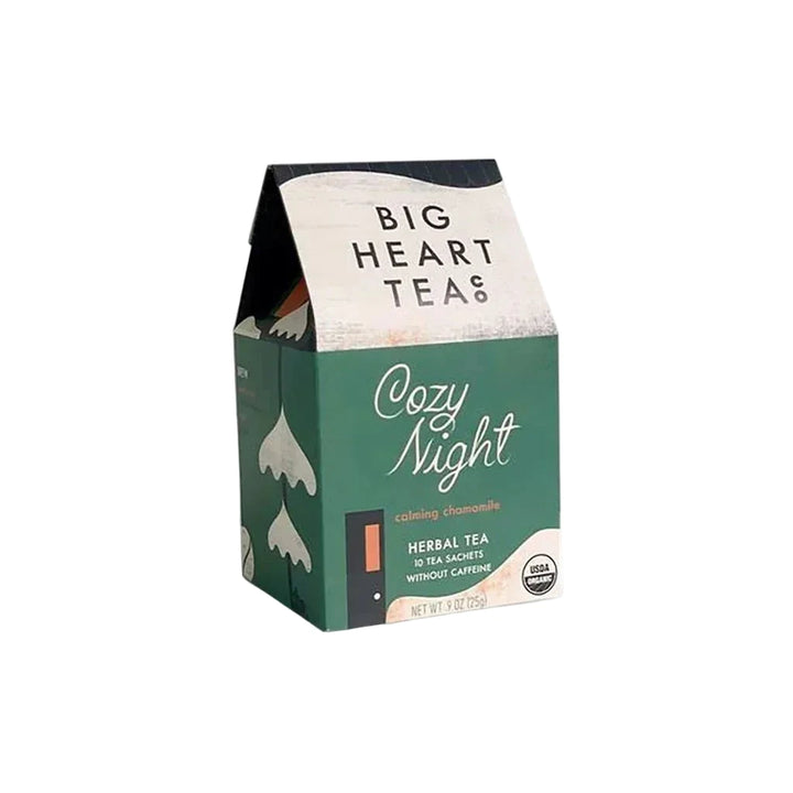 Box of Cozy Night chamomile herbal tea with 10 tea sachets.