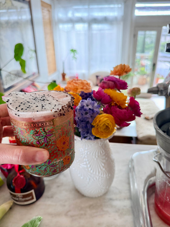 Hand Painted Garden Drinking Glass