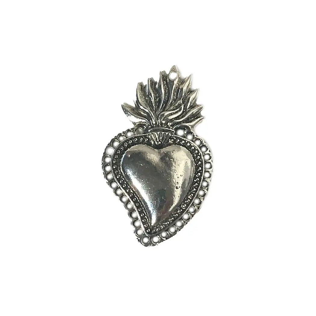 silver sacred heart charm