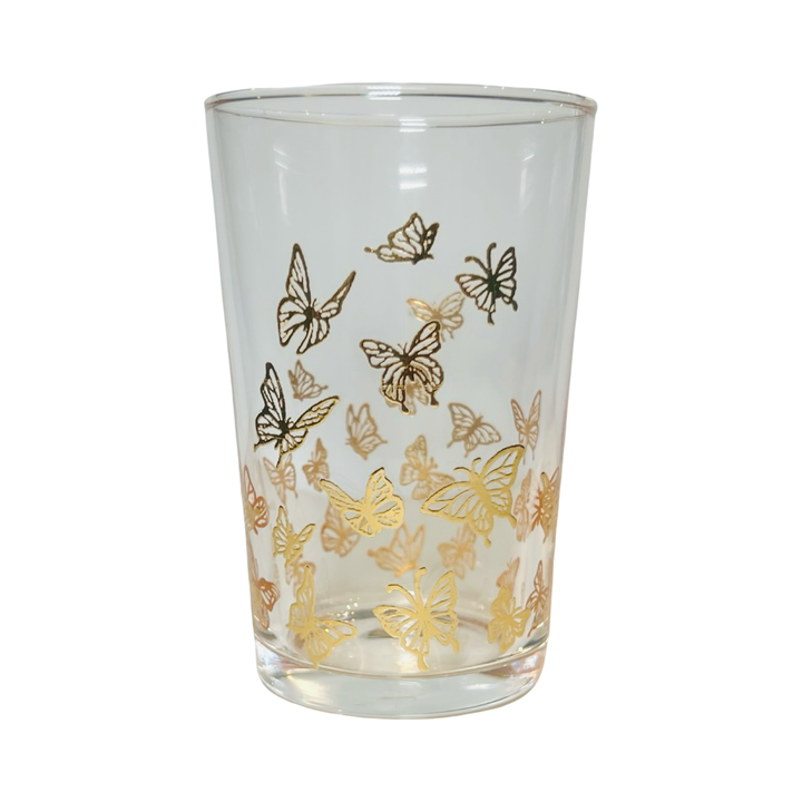 Gold Butterflies Tea Glass