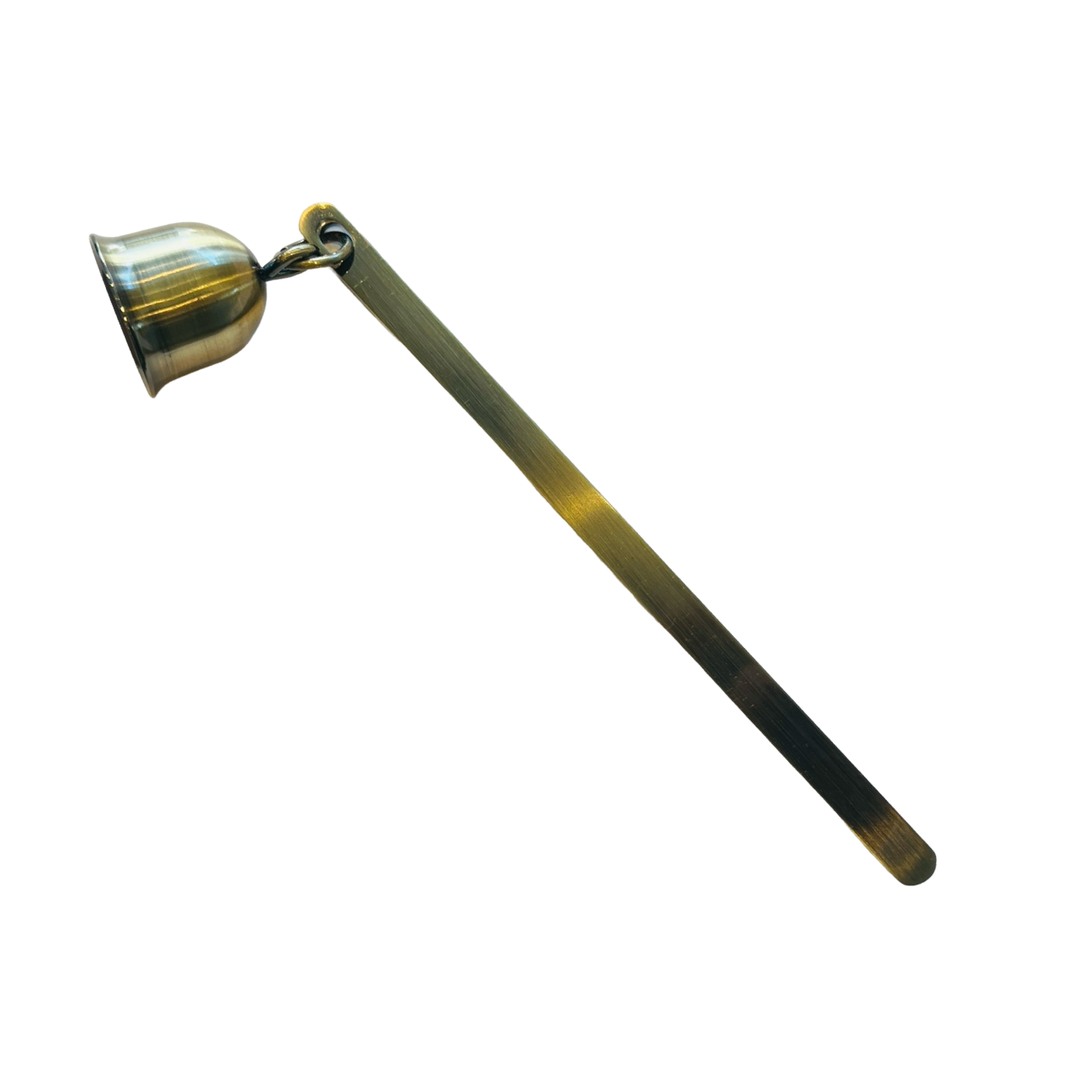 candle snuffer with a brass finish