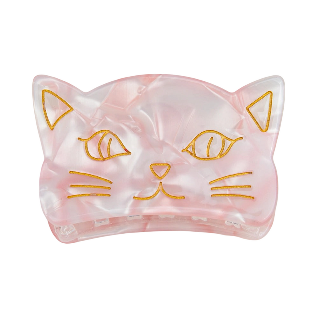 pink colored acrylic cat shaped hair claw clip