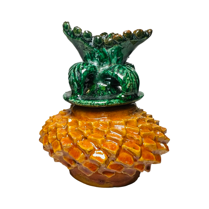 clay Michoacán Pineapple in a green and yellow glaze