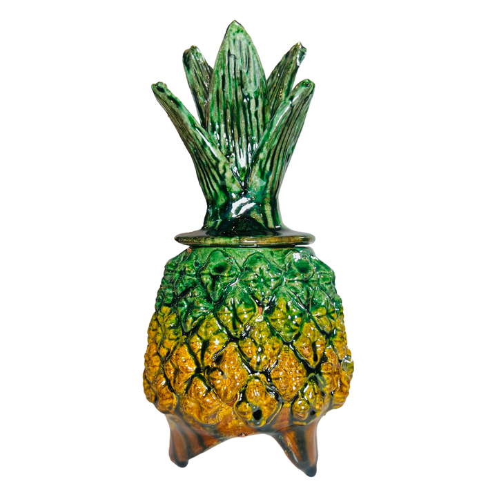 clay Michoacán Pineapple in a green and yellow glaze