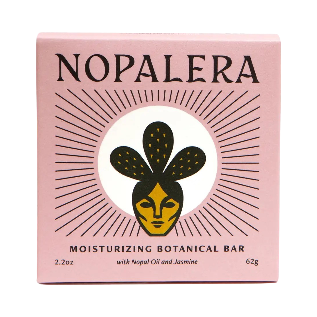 jasmine lotion in a pink branded box featuring an image of a woman wearing a cactus crown. Brand: Nopalera