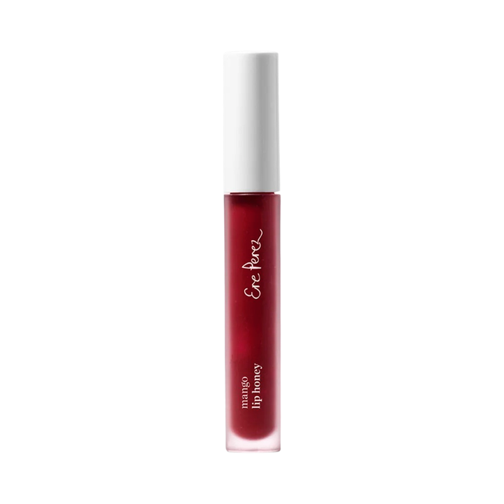 clear tube of red lip gloss with a white lid