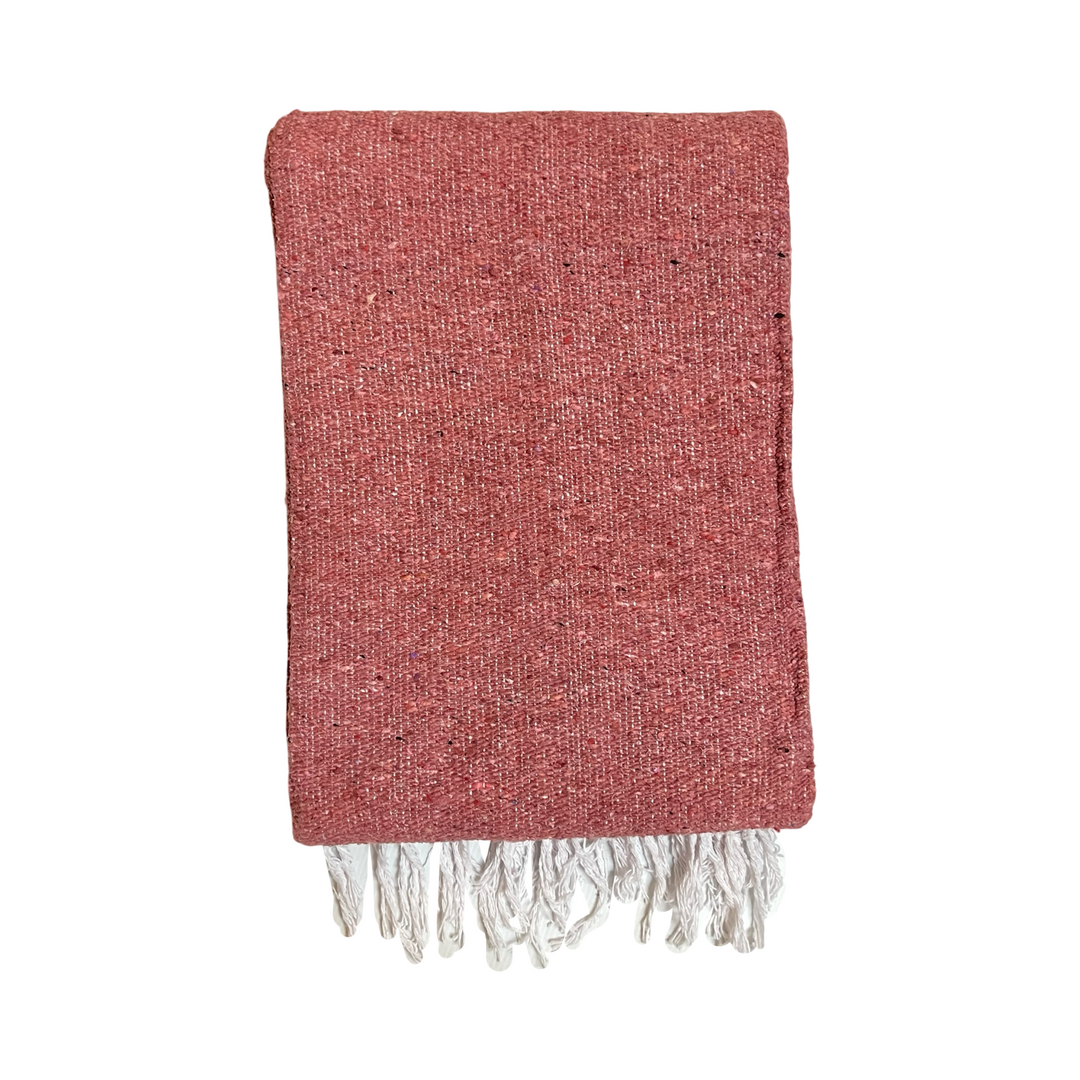 quarter folded dusty rose woven blanket