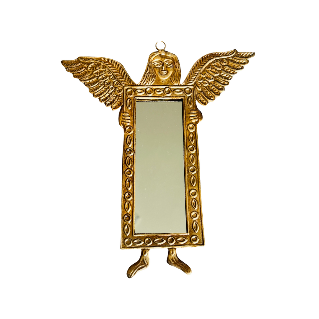 Gold tin angel mirror