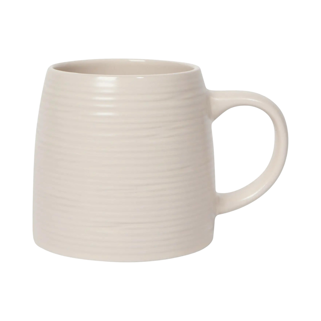 white mug with a ripple texture