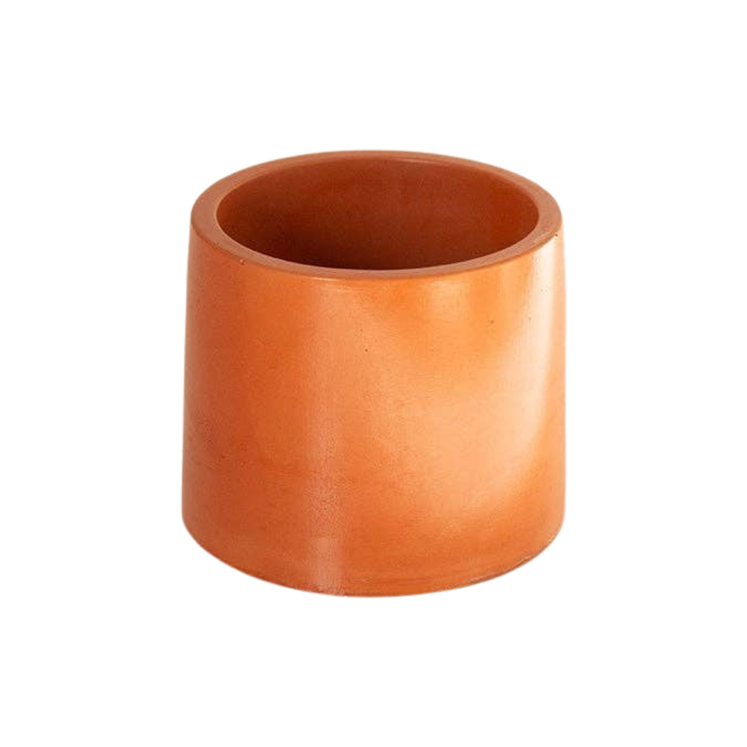 Terracota cylinder shaped candle vessel