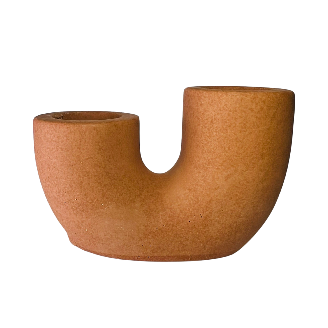 Terracotta "U" Shaped clay candlestick holder