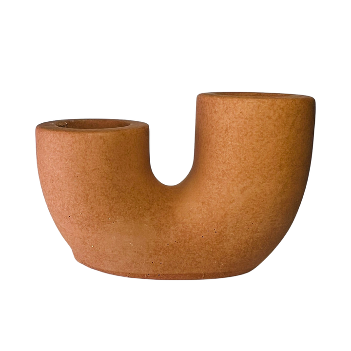 Terracotta "U" Shaped clay candlestick holder