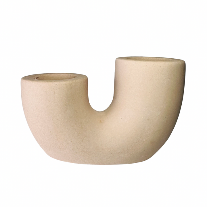 Blush "U" Shaped clay candlestick holder