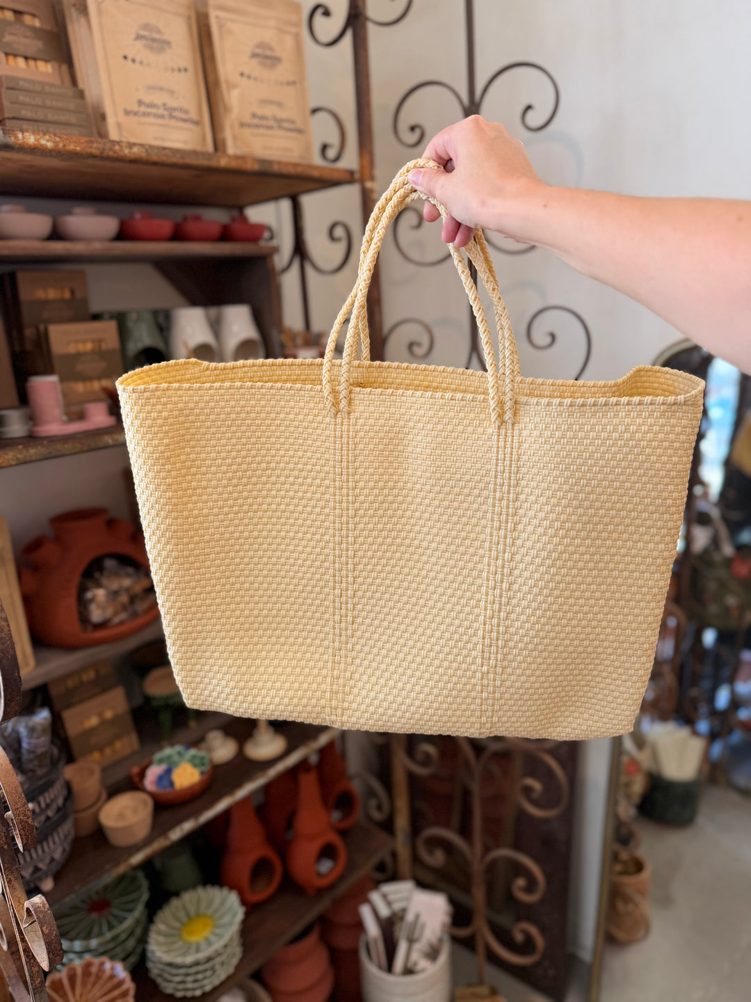 Large Oaxacan Woven Tote - Cream