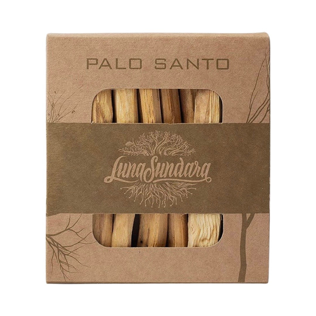 pack of palo santo smudging sticks in branded packaging. Brand: Luna Sundara