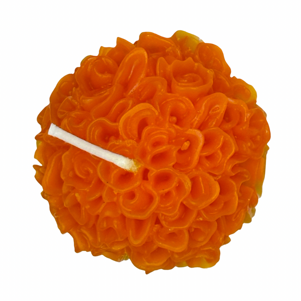 Marigold shaped candle in orange 