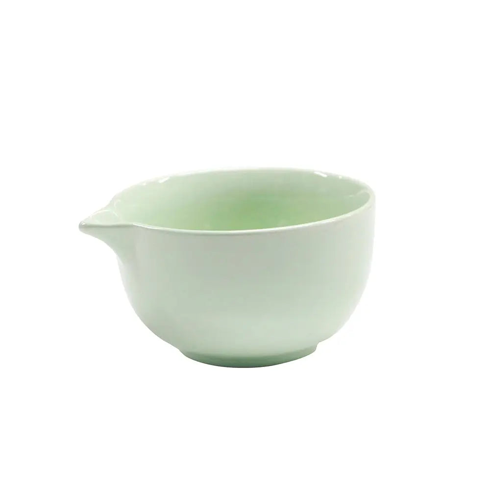 Light green round ceramic matcha bowl