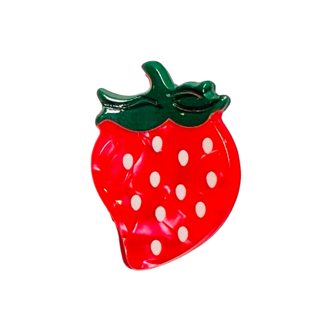 red and green mini strawberry hair clip