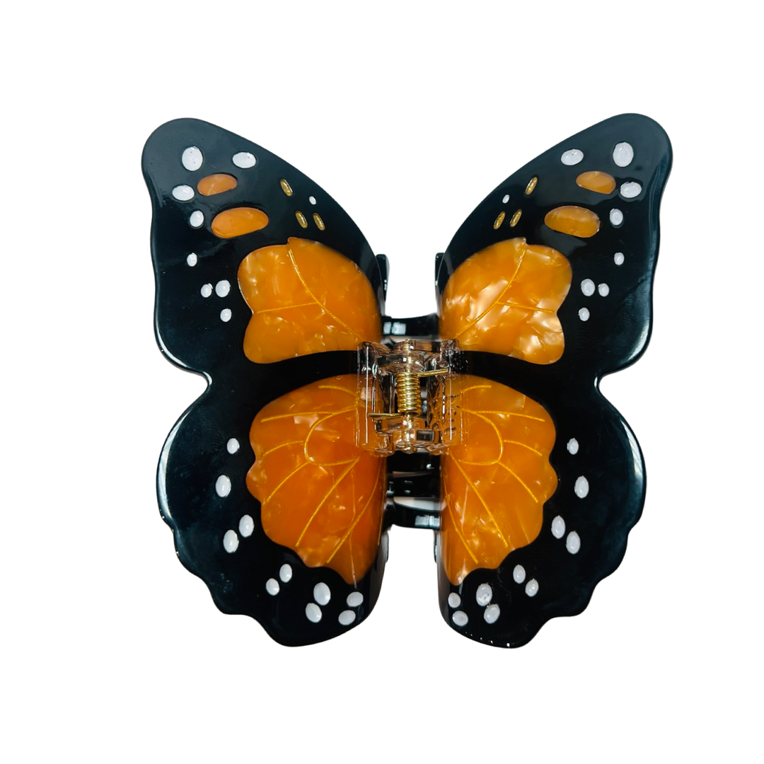 top view of a monarch hair clip