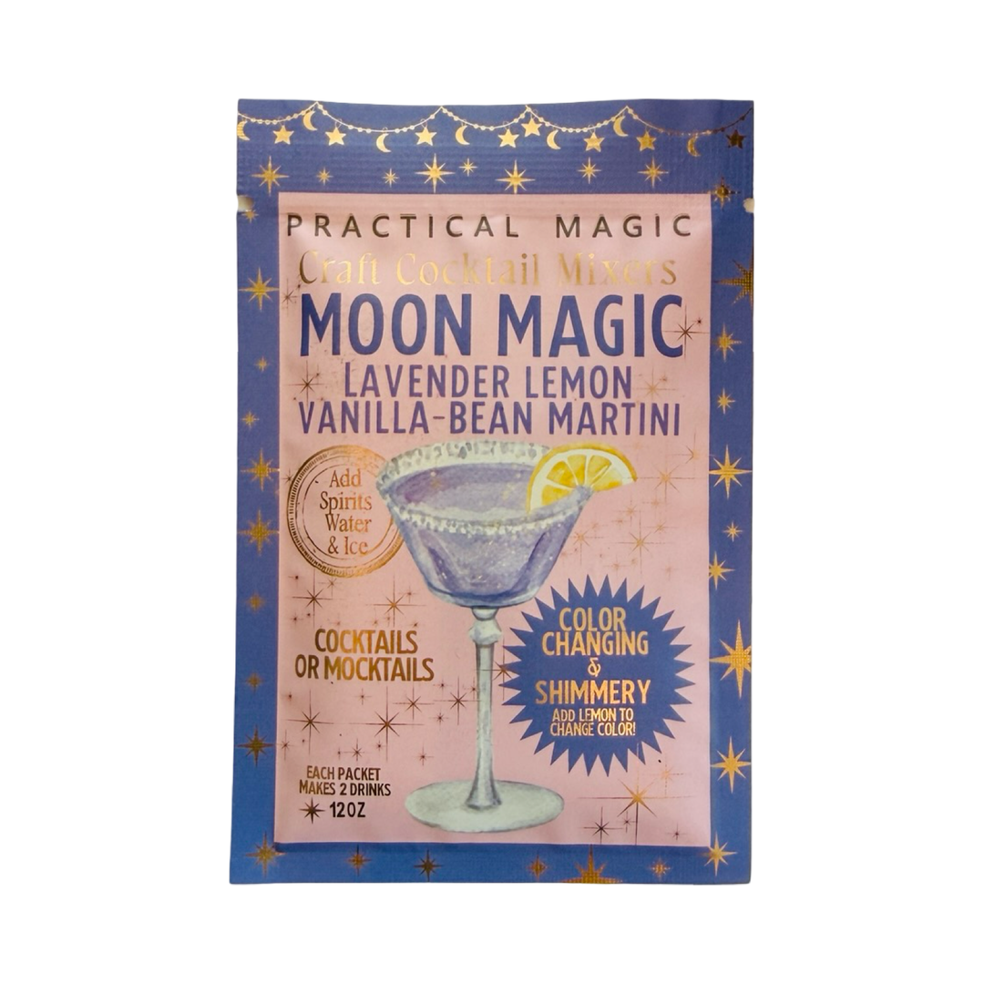 12 oz Blue and pink Moon Magic Lavender Lemon Vanilla Bean Martini cocktail mixer packet.