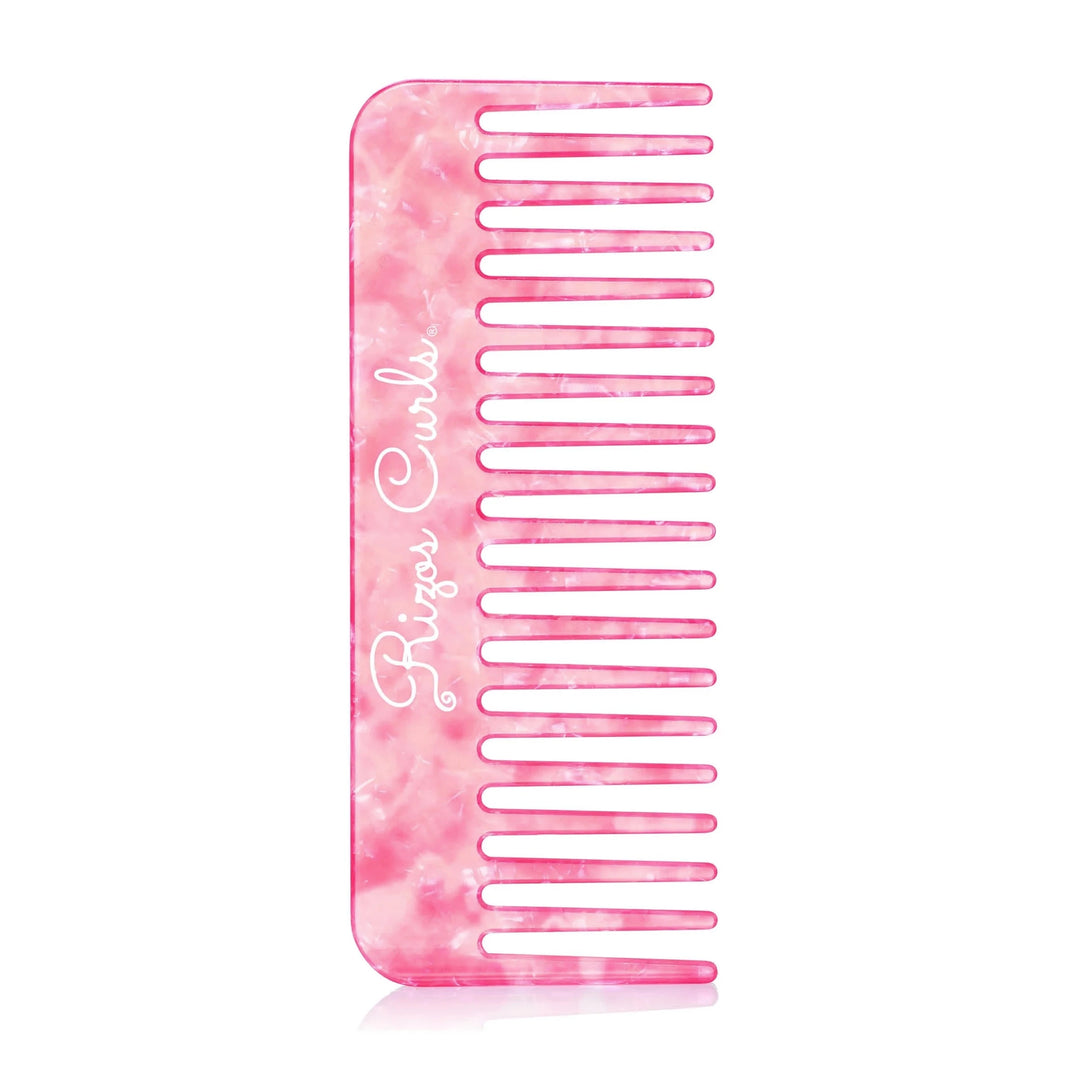 Pink Speckled Acetate wide tooth comb. Brand: Rizos Curls