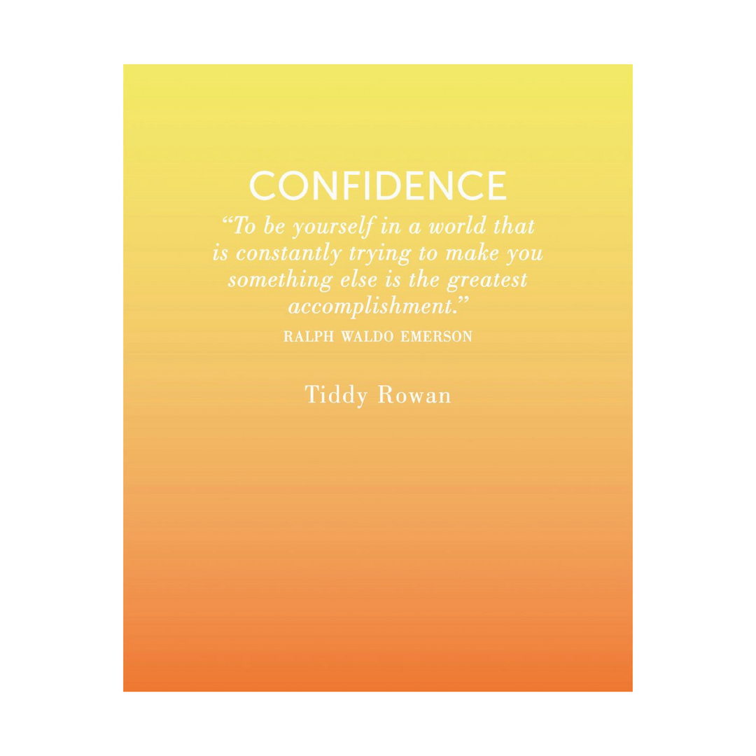 Back cover of a book titled "The Little Book of Confidence" featuring an orange/yellow cover with white lettering.