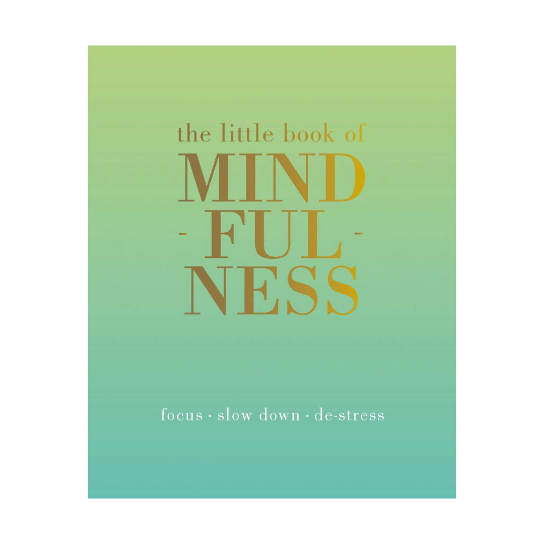 Book titled 'the little book of mindfulness' with a green and blue gradient cover.